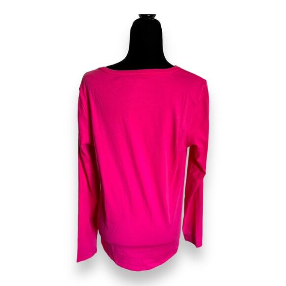 Amazon Essentials Womens Top Sz L Hot Pink Long Sleeve Knit Solid Round Neck NEW - Picture 5 of 8